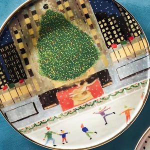 Anthropologie Christmas in the city plate NWT